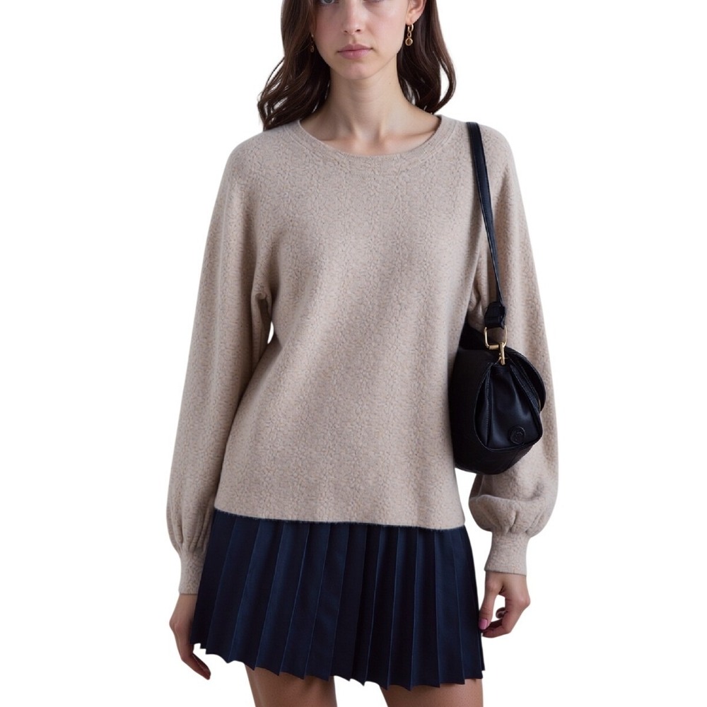 J.Crew Cotton Cashmere Sweater‎ Crewneck Puff Sleeve Women's Small